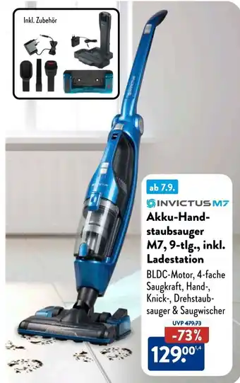 Aldi Süd INVICTUS M7 Akku-Hand- staubsauger M7, 9-tlg., inkl. Ladestation Angebot