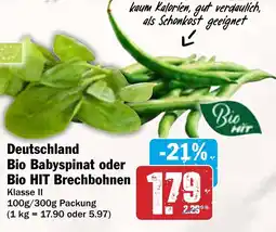 AEZ Deutschland Bio Babyspinat oder Bio HIT Brechbohnen Angebot