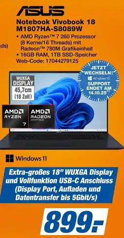 Expert ASUS Notebook Vivobook 18 M1807HA-S8089W Angebot