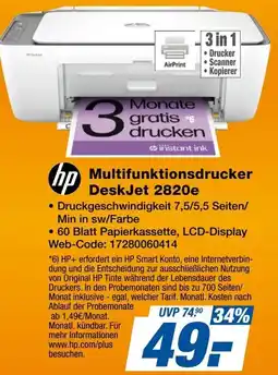 Expert hp Multifunktionsdrucker DeskJet 2820e Angebot