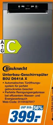 Expert Bauknecht Unterbau-Geschirrspüler BOU D641A X Angebot