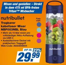 Expert nutribullet Tragbarer kabelloser Mixer NBP003NBL Blau Angebot