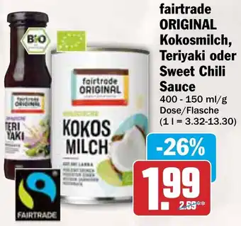 AEZ fairtrade ORIGINAL Kokosmilch, Teriyaki oder Sweet Chili Sauce Angebot