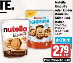 AEZ Nutella Biscuits oder kinder Kinderini Milch und Kakao Angebot