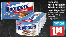 AEZ Knoppers Milch-Haselnuss Schnitten 8er oder Riegel 5er Angebot