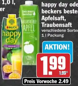AEZ happy day oder beckers bester Apfelsaft, Traubensaft Angebot
