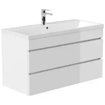 Netto Marken-Discount Badmöbel Fellini 100 SoftClose weiss hochglanz mit grifflosen Schubladen Angebot