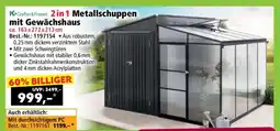 Norma 2 in 1 Metallschuppen mit Gewächshaus Angebot