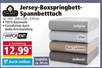 Norma Jersey-Boxspringbett-Spannbetttuch Angebot