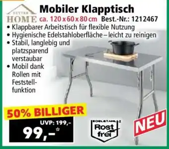 Norma Mobiler Klapptisch Angebot