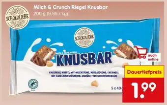 Netto Marken-Discount Milch & Crunch Riegel Knusbar Angebot