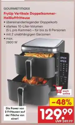 Netto Marken-Discount GOURMETMAXX FryUp Vertikale Doppelkammmer-Heißluftfritteuse Angebot