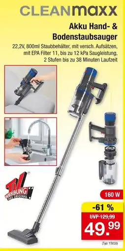 Zimmermann Cleanmaxx akku hand- & bodenstaubsauger Angebot