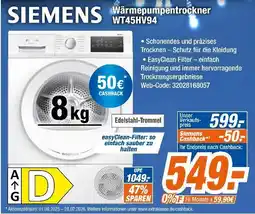 Expert Siemens wärmepumpentrockner wt45hv94 Angebot