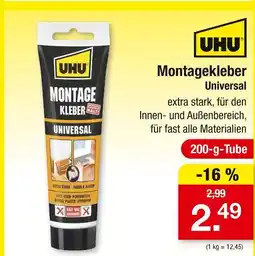 Zimmermann Uhu montagekleber universal Angebot