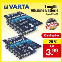Zimmermann Varta longlife alkaline batterie Angebot