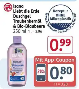 Rossmann Isana liebt die erde duschgel traubenkernöl & bio-blaubeere Angebot
