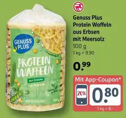 Rossmann Genuss plus protein waffeln aus erbsen mit meersalz Angebot