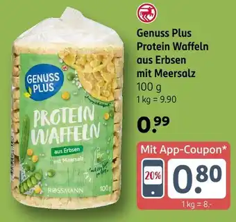 Rossmann Genuss plus protein waffeln aus erbsen mit meersalz Angebot