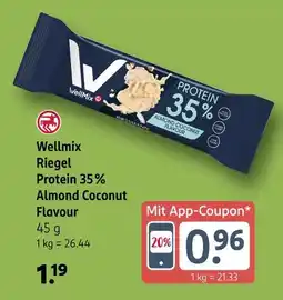 Rossmann Wellmix riegel protein 35% almond coconut flavour Angebot