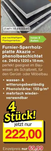 Wiglo Wunderland Furnier-Sperrholzplatte Akazie - phenolbeschichtet ca. 2440 x 1220 x 18 mm Angebot