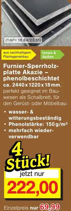Wiglo Wunderland Furnier-Sperrholzplatte Akazie - phenolbeschichtet ca. 2440 x 1220 x 18 mm Angebot