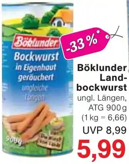Wiglo Wunderland Böklunder Landbockwurst Angebot