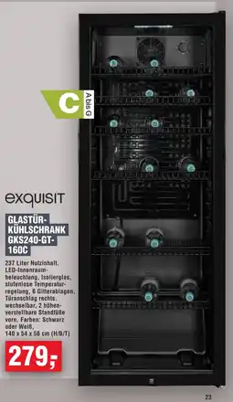 Handelshof exquisit GLASTÜR- KÜHLSCHRANK GKS240-GT- Angebot
