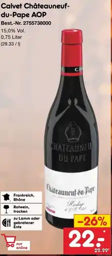 Netto Marken-Discount Calvet Châteauneuf- du-Pape AOP Angebot