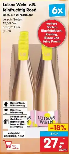 Netto Marken-Discount Luisas Wein, z.B. feinfruchtig Rosé Angebot