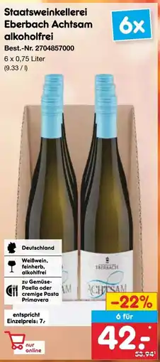 Netto Marken-Discount Staatsweinkellerei Eberbach Achtsam alkoholfrei Angebot