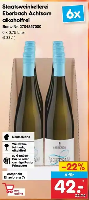 Netto Marken-Discount Staatsweinkellerei Eberbach Achtsam alkoholfrei Angebot