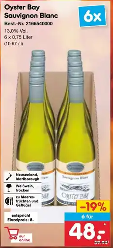 Netto Marken-Discount Oyster Bay Sauvignon Blanc Angebot