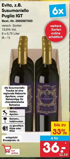 Netto Marken-Discount Evita, z.B. Susumaniello Puglia IGT Angebot