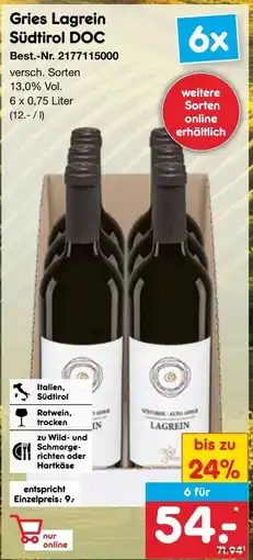 Netto Marken-Discount Gries Lagrein Südtirol DOC Angebot