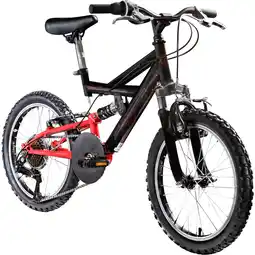 Netto Marken-Discount Galano FS180 Kinderfahrrad 18 Zoll ab 6 Jahre 115 - 130 cm Mountainbike Fully 6 Gänge schwarz/rot Angebot