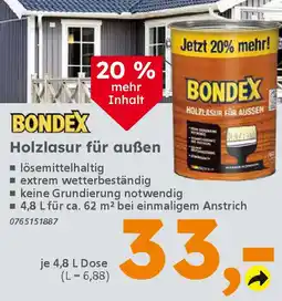 Globus Baumarkt BONDEX Holzlasur für außen Angebot