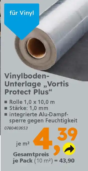 Globus Baumarkt Vinylboden- Unterlage ,,Vortis Protect Plus❝ Angebot