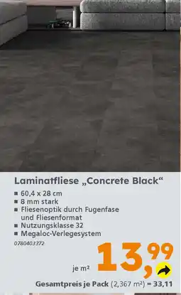 Globus Baumarkt Laminatfliese ,,Concrete Black" Angebot