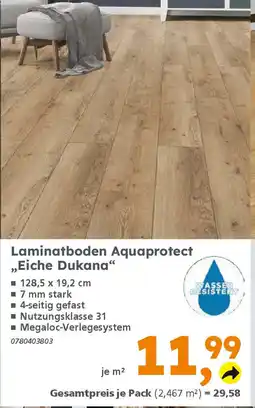 Globus Baumarkt Laminatboden Aquaprotect ,,Eiche Dukana❝ Angebot