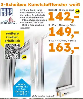 Globus Baumarkt 3-Scheiben Kunststofffenster weiß Angebot