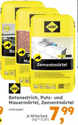 Globus Baumarkt SAKRET Betonestrich, Putz- und Mauermörtel, Zementmörtel Angebot