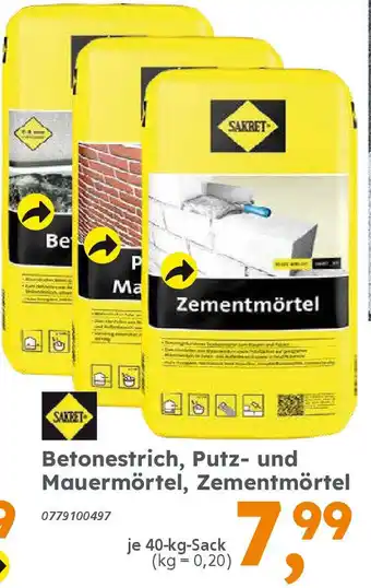 Globus Baumarkt SAKRET Betonestrich, Putz- und Mauermörtel, Zementmörtel Angebot
