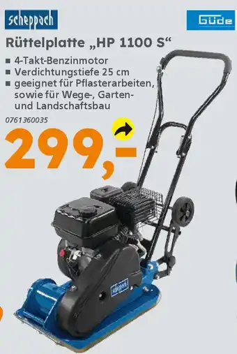 Globus Baumarkt scheppach Rüttelplatte „HP 1100 S" Angebot