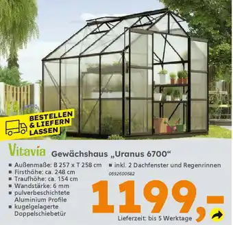 Globus Baumarkt Vitavía Gewächshaus „Uranus 6700" Angebot