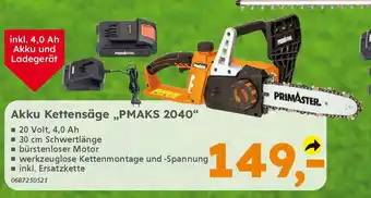 Globus Baumarkt PRIMASTER Akku Kettensäge „PMAKS 2040" Angebot