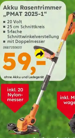 Globus Baumarkt PRIMASTER Akku Rasentrimmer "PMAT 2025-1" Angebot