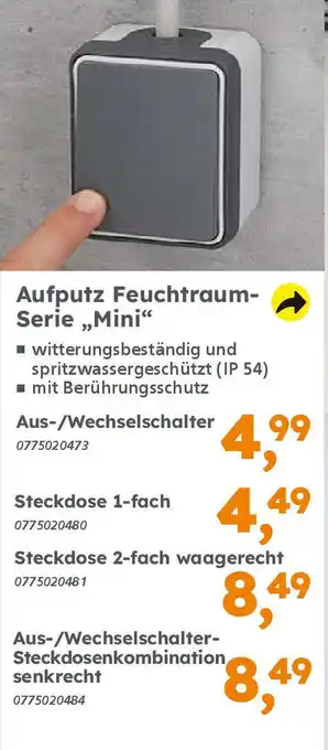 Globus Baumarkt Aufputz Feuchtraum- Serie ,,Mini" Aus-/Wechselschalter Angebot