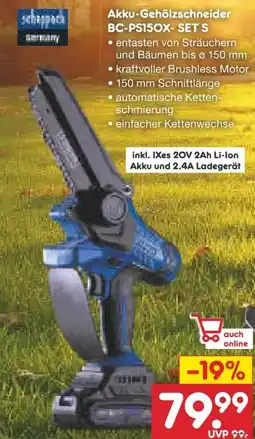 Netto Marken-Discount Scheppach Akku-Gehölzschneider Angebot