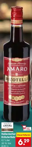 Netto Marken-Discount Amaro Rizotelli Kräuterlikör Angebot